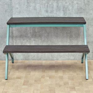 Combo 2 ghế băng liền bàn gỗ cao su 4 người ngồi - hình 1