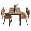 Combo bàn ăn 140x70cm gỗ plywood và 4 ghế ăn bọc nệm