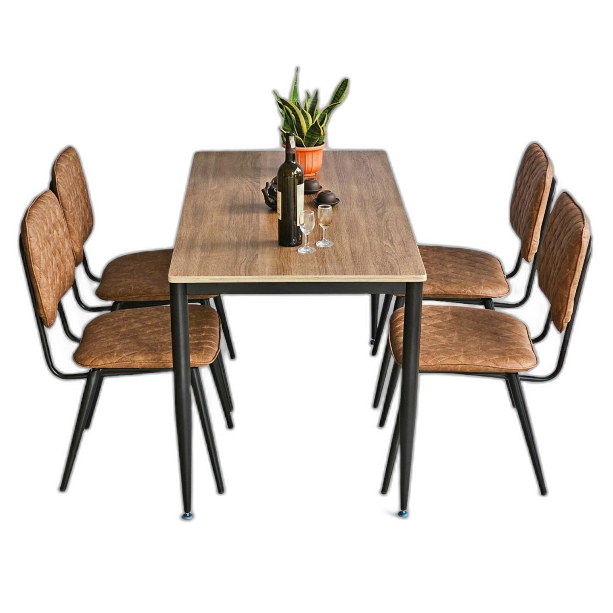 Combo bàn ăn 140x70cm gỗ plywood và 4 ghế ăn bọc nệm Combo bàn ăn 140x70cm gỗ plywood và 4 ghế ăn bọc nệm