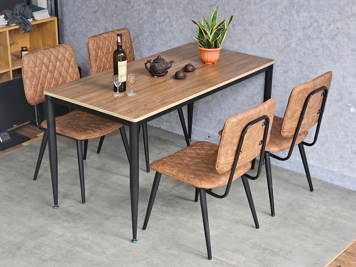 Combo bàn ăn 140x70cm gỗ plywood và 4 ghế ăn bọc nệm Combo bàn ăn 140x70cm gỗ plywood và 4 ghế ăn bọc nệm - hình 3