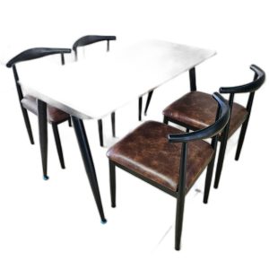 Combo bàn ăn chữ nhật 120x70cm và 4 ghế Bull sắt