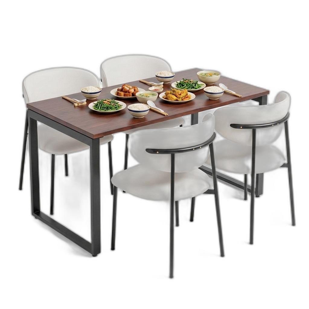 Combo bàn ăn chữ nhật 140x70cm và 4 ghế Orleando Combo bàn ăn chữ nhật 140x70cm và 4 ghế Orleando