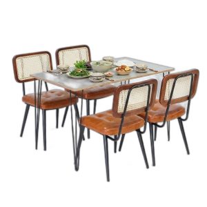 Combo bàn ăn chữ nhật và 4 ghế Copine