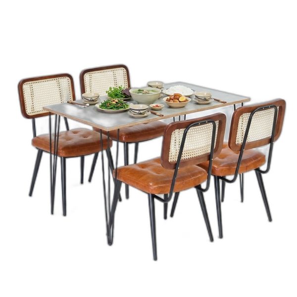 Combo bàn ăn chữ nhật và 4 ghế Copine