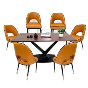 Combo bàn ăn gỗ tràm và 6 ghế COLLINS bọc nệm
