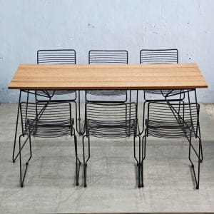 Combo bàn ăn ngoài trời 180x80cm và 6 ghế sắt C - hình 1