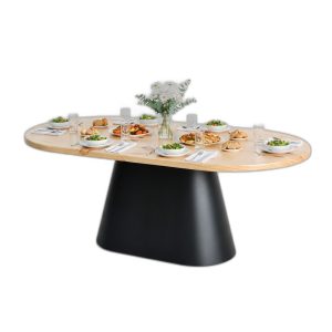 Combo bàn ăn Oval gỗ thông 200x100cm và 8 ghế Secco