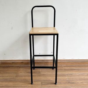 Combo bàn bar 120x45cm và 2 ghế bar gỗ khung sắt C - hình 1