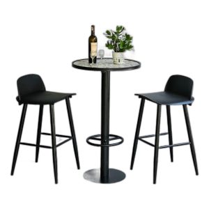 Combo bàn bar tròn 60cm và 2 ghế bar chân sắt C