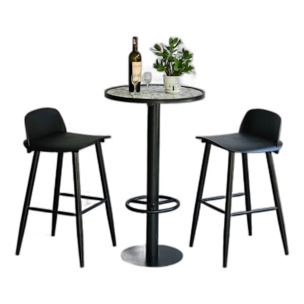 Combo bàn bar tròn 60cm và 2 ghế bar chân sắt C