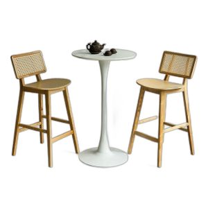 Combo bàn bar tròn 60cm và 2 ghế bar gỗ C