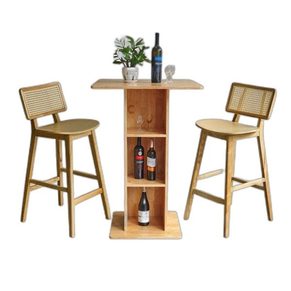 Combo bàn bar vuông 70cm và 2 ghế bar gỗ C