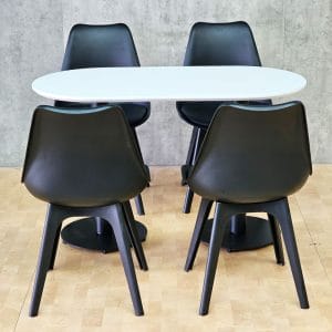 Combo bàn cafe Oval và 4 ghế Eames nhựa C - hình 1