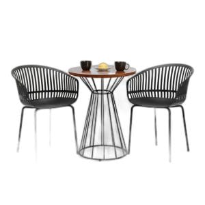Combo bàn cafe tròn gỗ tràm và 2 ghế Verti C