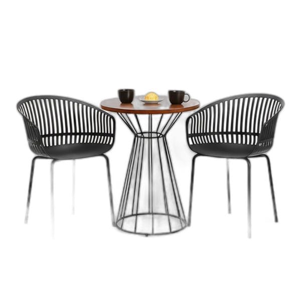 Combo bàn cafe tròn gỗ tràm và 2 ghế Verti C