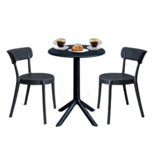 Combo bàn cafe tròn và 2 ghế nhựa C