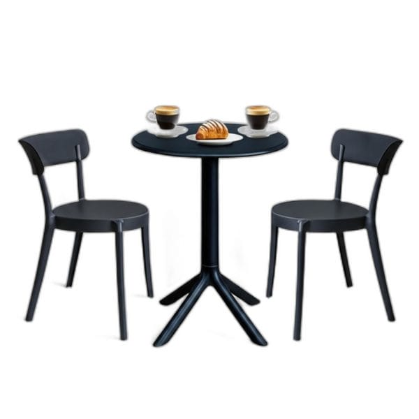 Combo bàn cafe tròn và 2 ghế nhựa C