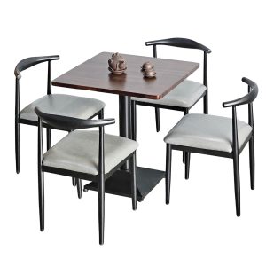 Combo bàn cafe vuông 70x70cm và 4 ghế Bull sắt C - hình 1