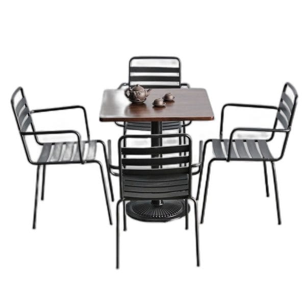 Combo bàn cafe vuông 70x70cm và 4 ghế sắt C