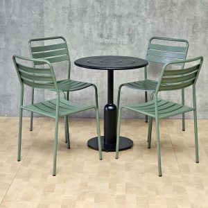 Combo bàn sắt tròn và 4 ghế cà phê C - hình 1
