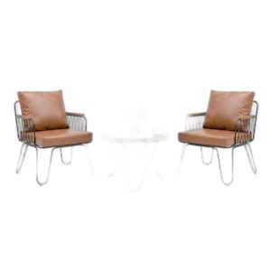 Combo bàn sofa tròn chân chữ V và 2 ghế sofa Fi12 sắt CBSF68067