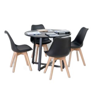 Combo bàn tròn 1m và 4 ghế eames có nệm