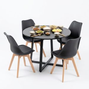 Combo bàn tròn 1m và 4 ghế eames có nệm - hình 1