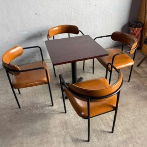 Combo bộ bàn 70x70cm gỗ tràm và 4 ghế Simon khung sắt C - hình 1