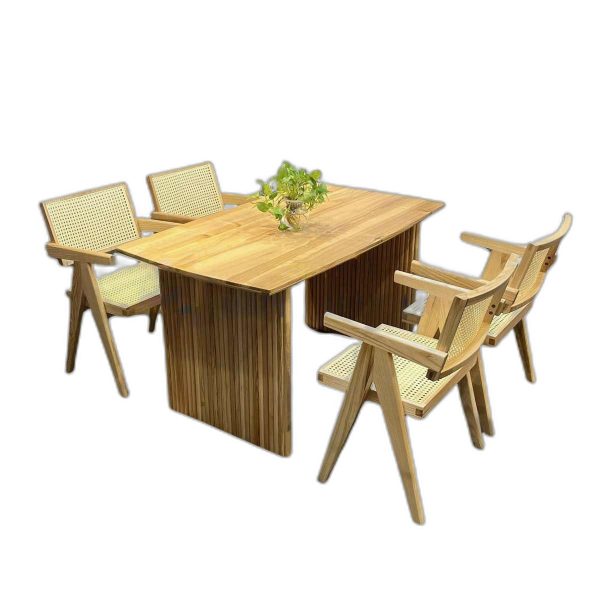 Combo bộ bàn ăn chữ nhật và 4 ghế gỗ