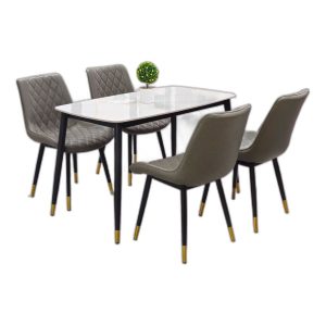 Combo bộ bàn ăn mặt đá 140x80cm và 4 ghế ăn Aster