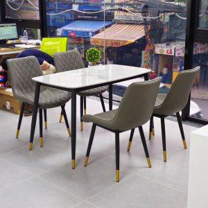 Combo bộ bàn ăn mặt đá 140x80cm và 4 ghế ăn Aster - hình 1