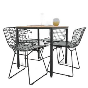 Combo bộ bàn ăn vuông và 2 ghế khung sắt bọc nệm