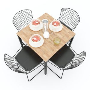Combo bộ bàn ăn vuông và 2 ghế khung sắt bọc nệm - hình 1