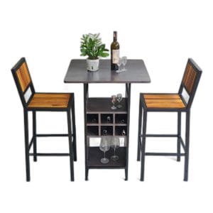 Combo bộ bàn bar kết hợp kệ 70x70cm và 2 ghế bar C