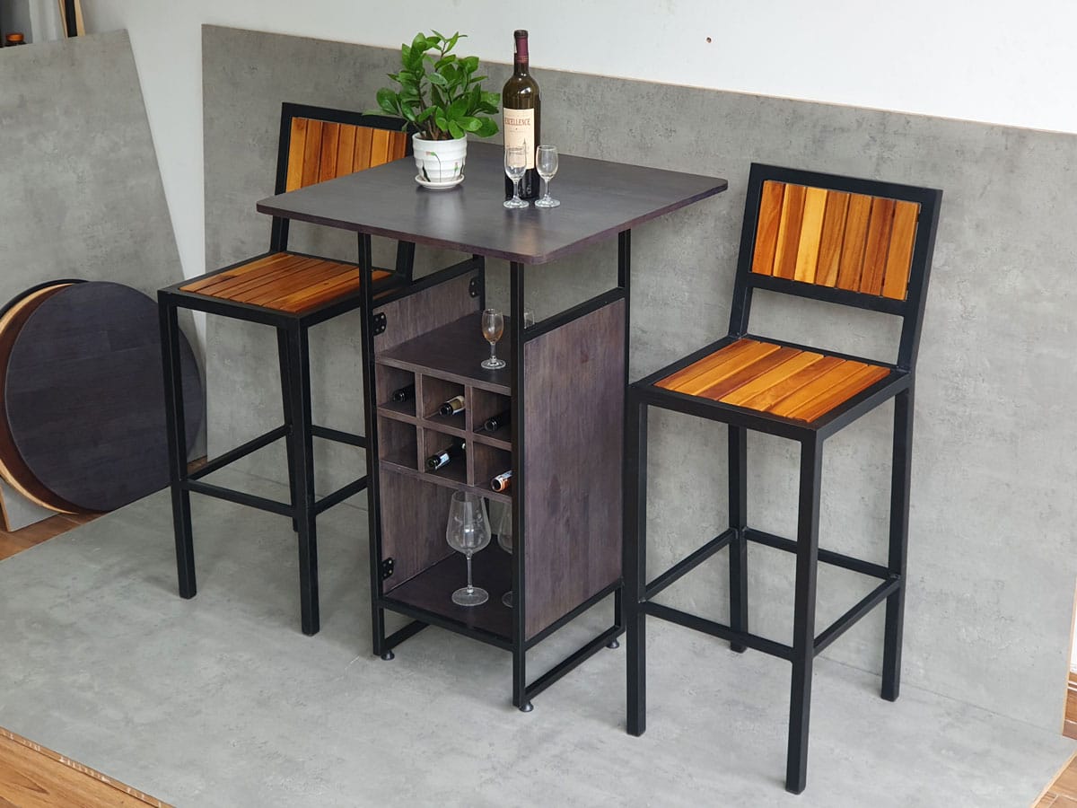 Combo bộ bàn bar kết hợp kệ 70x70cm và 2 ghế bar C Combo bộ bàn bar kết hợp kệ 70x70cm và 2 ghế bar C - hình 5