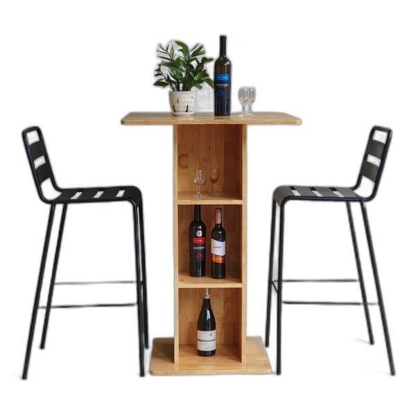 Combo bộ bàn bar vuông 70x70cm và 2 ghế bar sắt C