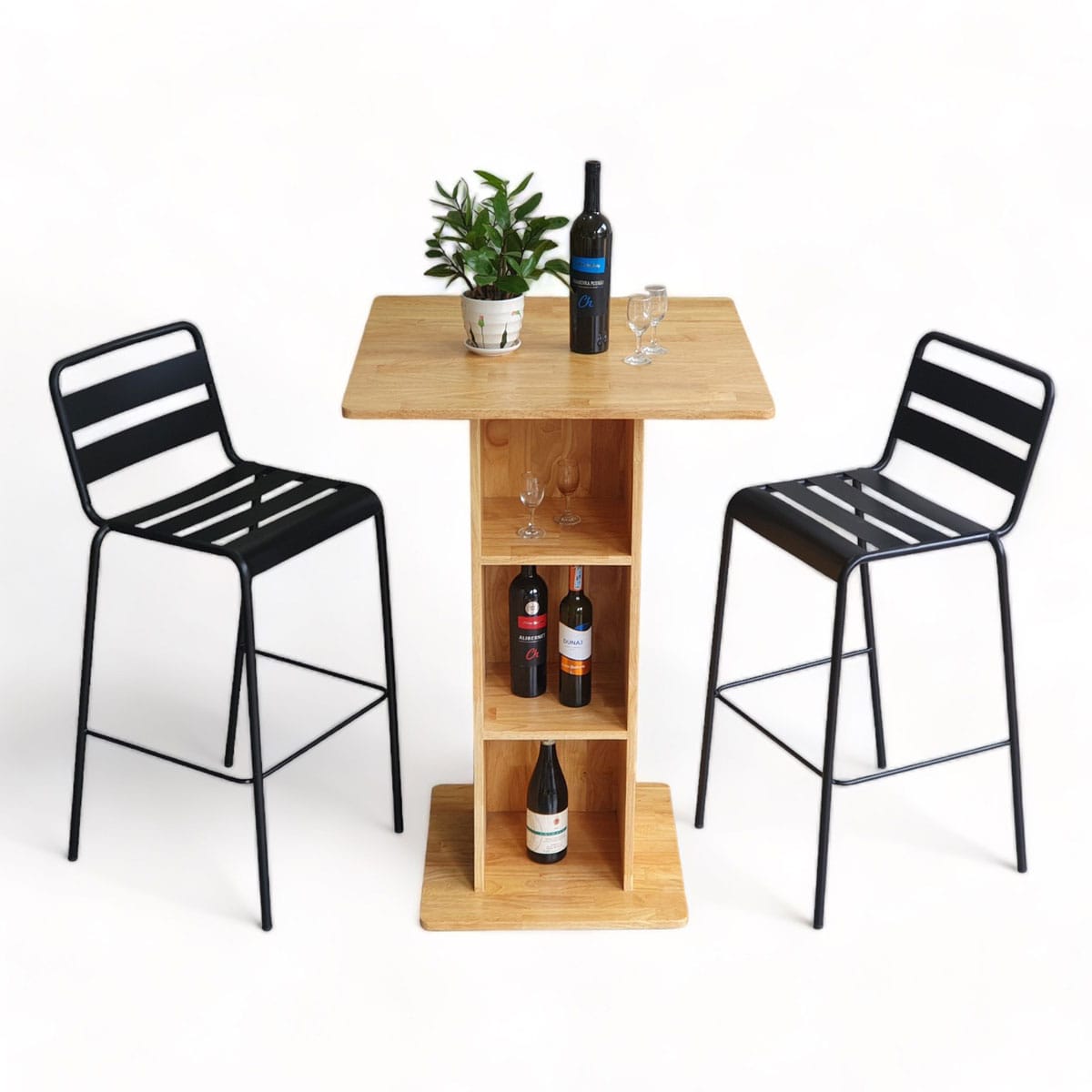 Combo bộ bàn bar vuông 70x70cm và 2 ghế bar sắt C Combo bộ bàn bar vuông 70x70cm và 2 ghế bar sắt C - hình 1