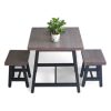 Combo bộ bàn cafe chữ nhật 70x70cm gỗ thông và 2 ghế đôn C