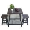 Combo bộ bàn cafe chữ nhật 70x70cm và 2 ghế đôn gỗ C