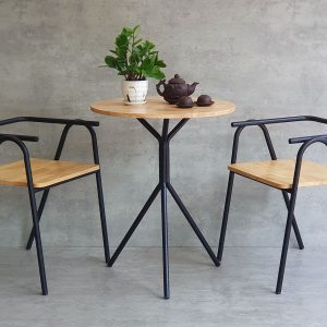 Combo bộ bàn cafe tròn 60cm và 2 ghế COZY khung sắt C - hình 1
