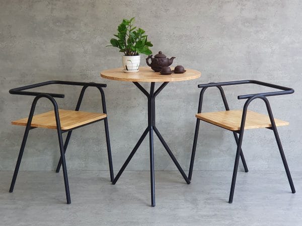Combo bộ bàn cafe tròn 60cm và 2 ghế COZY khung sắt C - hình 1