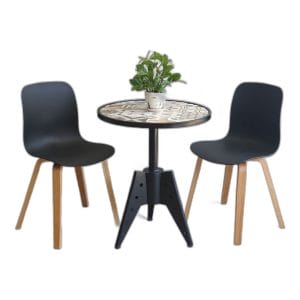 Combo bộ bàn cafe tròn 60cm và 2 ghế nhựa chân gỗ C