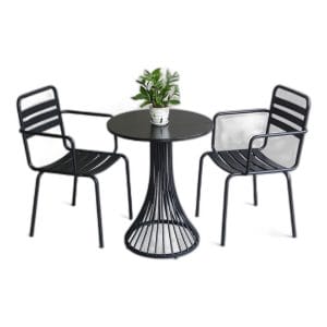 Combo bộ bàn cafe tròn 60x60cm và 2 ghế sắt ngoài trời C