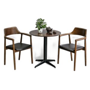 Combo bộ bàn cafe tròn 70cm và 2 ghế Hirosima gỗ C