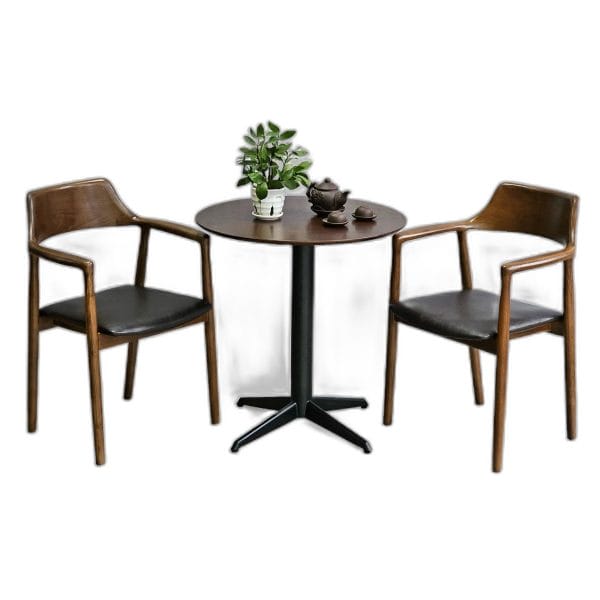 Combo bộ bàn cafe tròn 70cm và 2 ghế Hirosima gỗ C