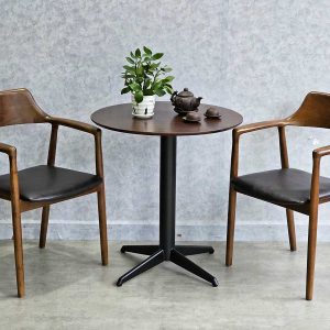 Combo bộ bàn cafe tròn 70cm và 2 ghế Hirosima gỗ C - hình 1