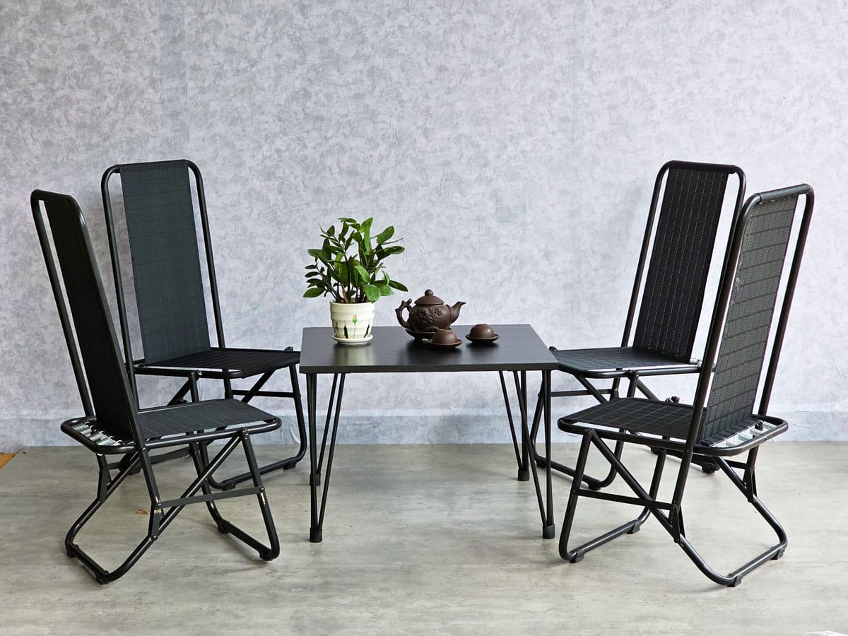Combo bộ bàn cafe vuông gỗ cao su và 4 ghế lưới xếp gọn C Combo bộ bàn cafe vuông gỗ cao su và 4 ghế lưới xếp gọn C - hình 2