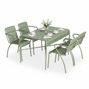 Combo bộ bàn ghế cà phê khung sắt ngoài trời C - hình 1