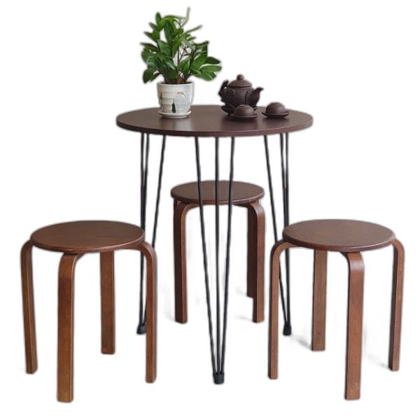 Combo bộ bàn ghế cafe 1 bàn tròn 60cm 3 ghế đôn C