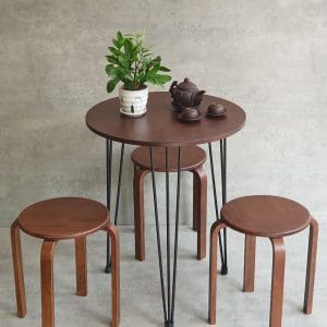 Combo bộ bàn ghế cafe 1 bàn tròn 60cm 3 ghế đôn C - hình 1